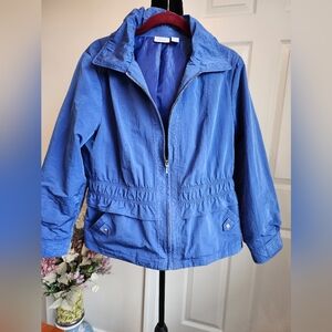 Zenergy By Chico's Blue Zip-Up Nylon Jacket, Size L,  Like New Condition